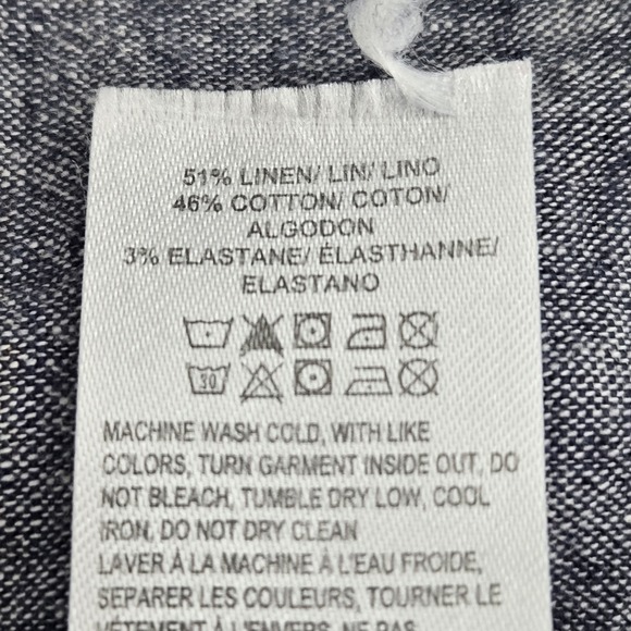 Lucky Brand Men Button Up Shirt S Gray Cotton Linen Floral Camp Hawaiian - Picture 3 of 9